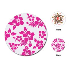 Hibiscus Pattern Pink Playing Cards Single Design (round)