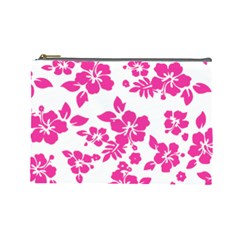 Hibiscus Pattern Pink Cosmetic Bag (large) by GrowBasket