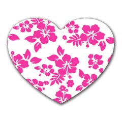 Hibiscus Pattern Pink Heart Mousepads by GrowBasket