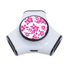 Hibiscus Pattern Pink 3-port Usb Hub