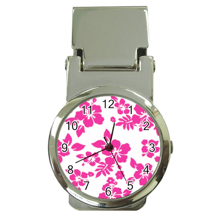 Hibiscus pattern pink Money Clip Watches