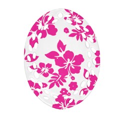 Hibiscus Pattern Pink Ornament (oval Filigree) by GrowBasket