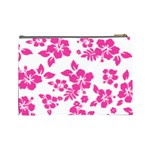 Hibiscus pattern pink Cosmetic Bag (Large) Back