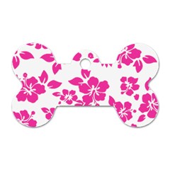 Hibiscus Pattern Pink Dog Tag Bone (one Side) by GrowBasket