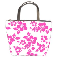 Hibiscus Pattern Pink Bucket Bag