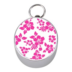 Hibiscus Pattern Pink Mini Silver Compasses by GrowBasket