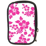 Hibiscus pattern pink Compact Camera Leather Case Front