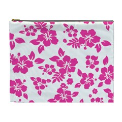 Hibiscus Pattern Pink Cosmetic Bag (xl)