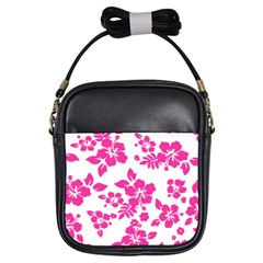 Hibiscus Pattern Pink Girls Sling Bag by GrowBasket