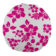 Hibiscus Pattern Pink Large 18  Premium Round Cushions