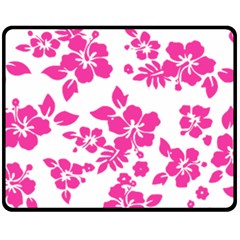 Hibiscus Pattern Pink Fleece Blanket (medium)  by GrowBasket