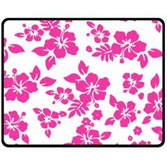 Hibiscus Pattern Pink Double Sided Fleece Blanket (medium) 