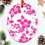 Hibiscus pattern pink Oval Filigree Ornament (Two Sides) Front