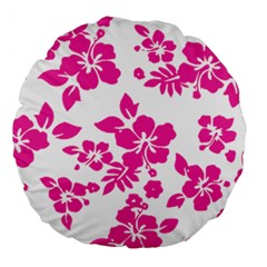 Hibiscus Pattern Pink Large 18  Premium Flano Round Cushions by GrowBasket