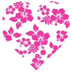 Hibiscus Pattern Pink Wooden Puzzle Heart by GrowBasket