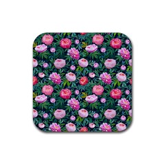 Delicate Watercolor Peony Rubber Coaster (square)  by SychEva