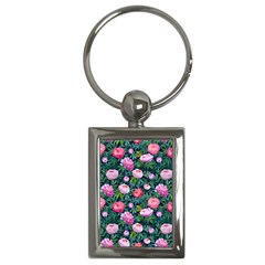 Delicate Watercolor Peony Key Chain (rectangle) by SychEva