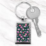 Delicate Watercolor Peony Key Chain (Rectangle) Front