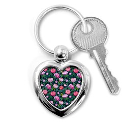 Delicate Watercolor Peony Key Chain (heart) by SychEva