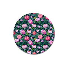 Delicate Watercolor Peony Magnet 3  (round) by SychEva