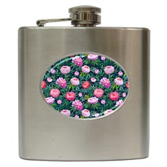 Delicate Watercolor Peony Hip Flask (6 Oz) by SychEva