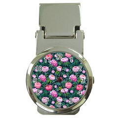 Delicate Watercolor Peony Money Clip Watches by SychEva