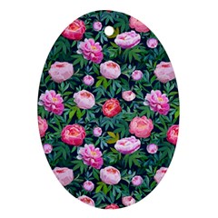 Delicate Watercolor Peony Oval Ornament (two Sides) by SychEva