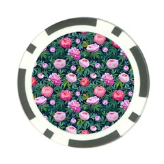 Delicate Watercolor Peony Poker Chip Card Guard by SychEva