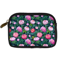 Delicate Watercolor Peony Digital Camera Leather Case by SychEva