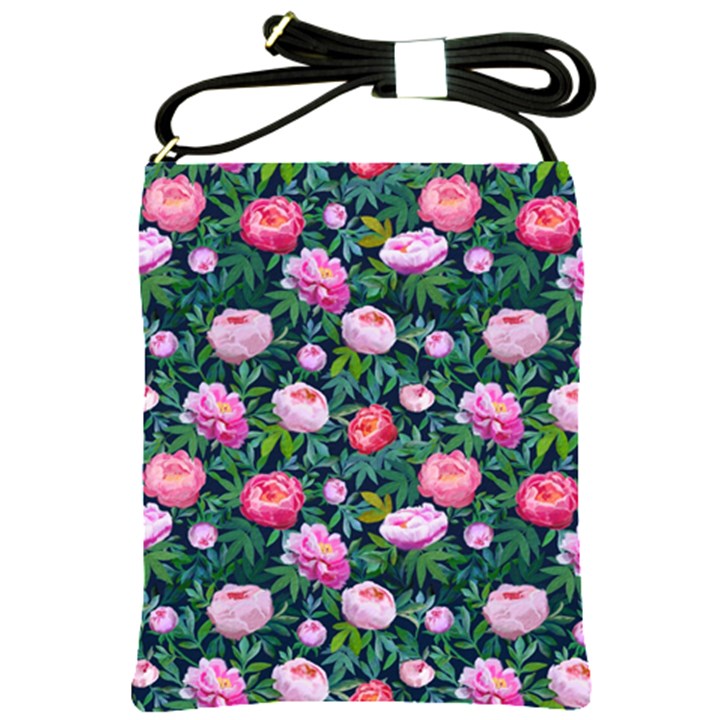 Delicate Watercolor Peony Shoulder Sling Bag