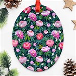 Delicate Watercolor Peony Ornament (Oval Filigree) Front