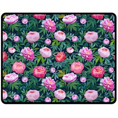 Delicate Watercolor Peony Double Sided Fleece Blanket (medium) 