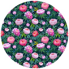 Delicate Watercolor Peony Wooden Puzzle Round by SychEva