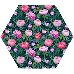 Delicate Watercolor Peony Wooden Puzzle Hexagon by SychEva