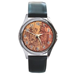 Abstract Cracked Texture Print Round Metal Watch by dflcprintsclothing