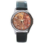 Abstract Cracked Texture Print Round Metal Watch Front