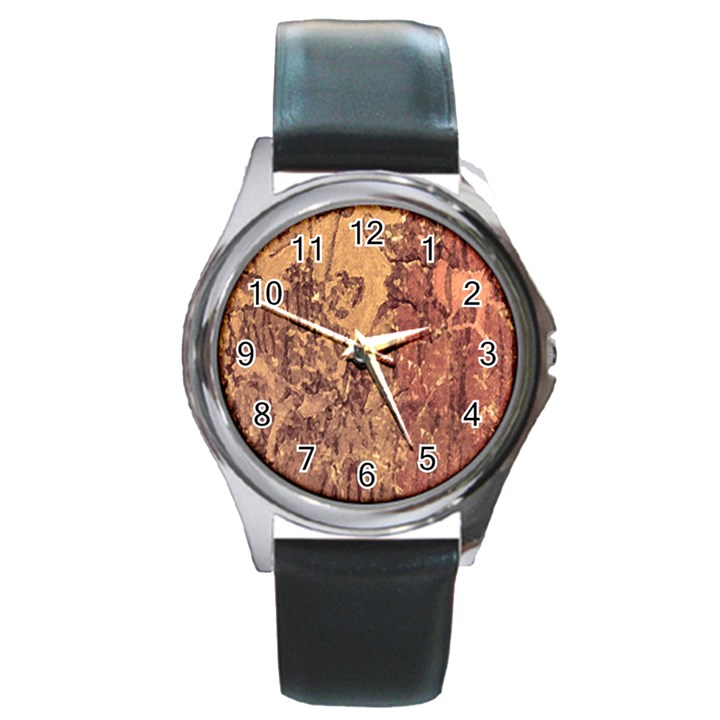 Abstract Cracked Texture Print Round Metal Watch