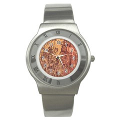 Abstract Cracked Texture Print Stainless Steel Watch