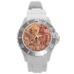 Abstract Cracked Texture Print Round Plastic Sport Watch (l) by dflcprintsclothing