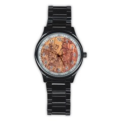 Abstract Cracked Texture Print Stainless Steel Round Watch