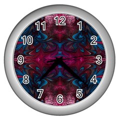 The Dragon s Flames Wall Clock (silver) by kaleidomarblingart