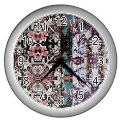 Marbling Collage Wall Clock (silver) by kaleidomarblingart