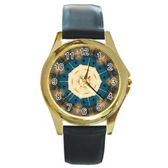 Bamboo Island Round Gold Metal Watch by LW323