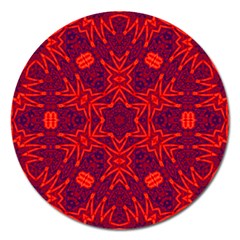 Red Rose Magnet 5  (round) by LW323