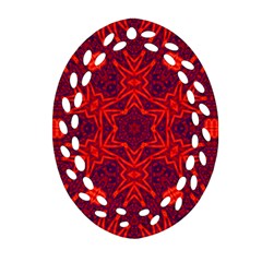 Red Rose Oval Filigree Ornament (two Sides) by LW323