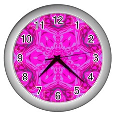 Purple Flower 2 Wall Clock (Silver)