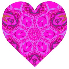 Purple Flower 2 Wooden Puzzle Heart by LW323