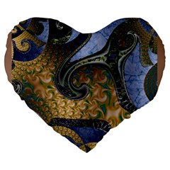 Ancient Seas Large 19  Premium Flano Heart Shape Cushions by LW323