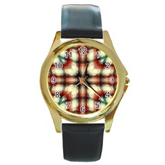 Royal Plaid Round Gold Metal Watch by LW323