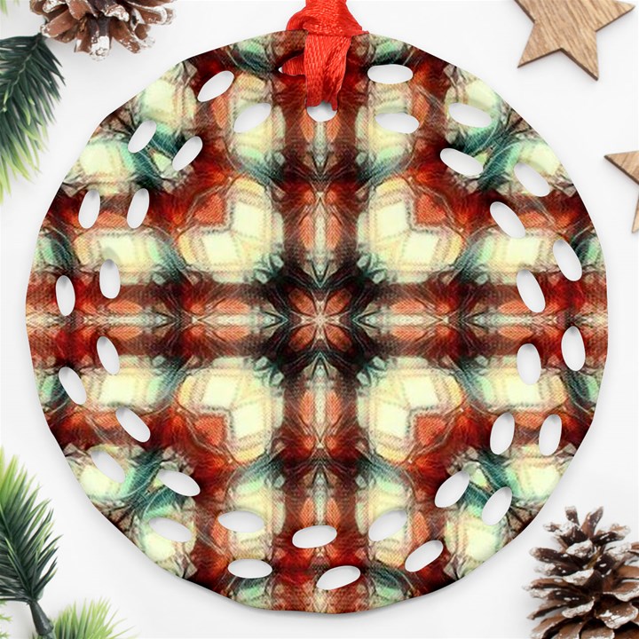 Royal Plaid Round Filigree Ornament (Two Sides)